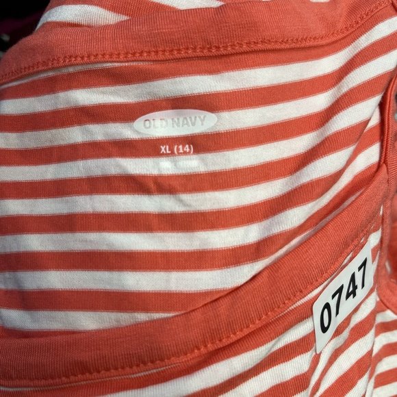 Old Navy Girls Orange and  White Stripe Tank Top Size L (12-14)Sleeveless - Picture 7 of 9